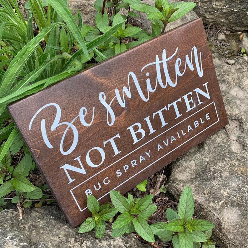 bug spray wedding day signage