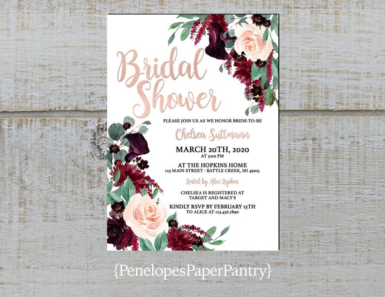 bridal shower invitations etsy