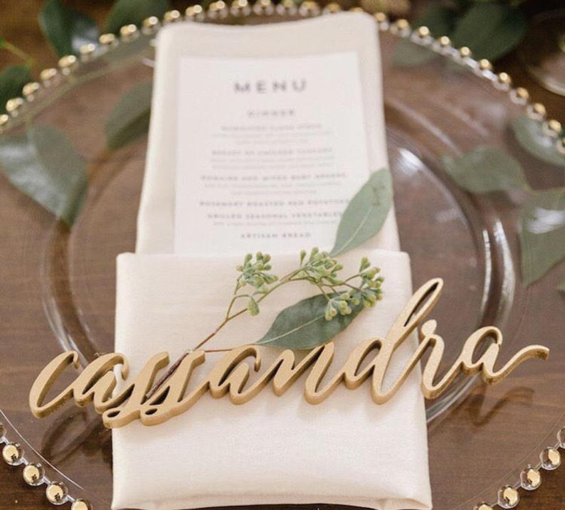 gold placecard