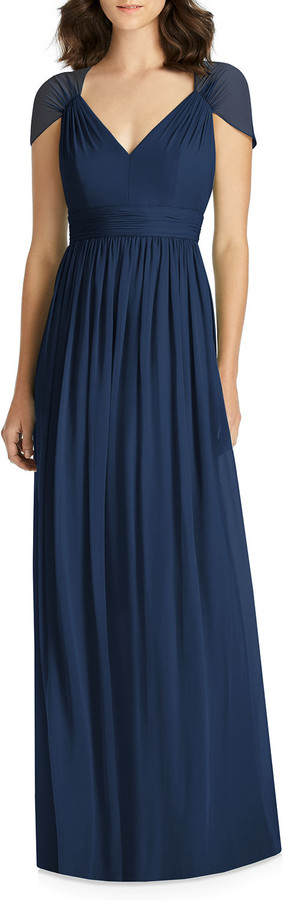 long navy blue bridesmaid dress