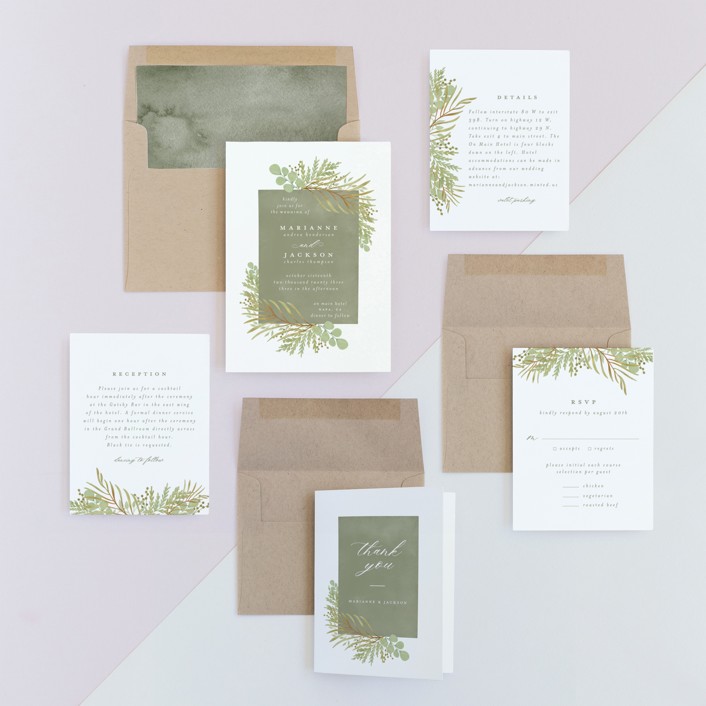 green wedding invitations