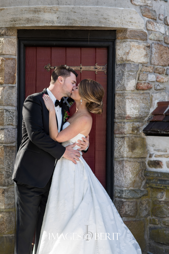 bride and groom kissing