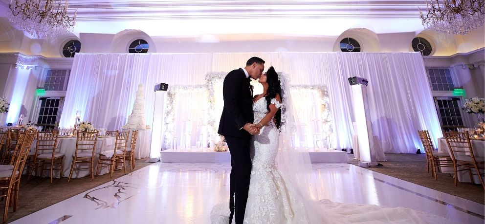 bride and groom on dance floor