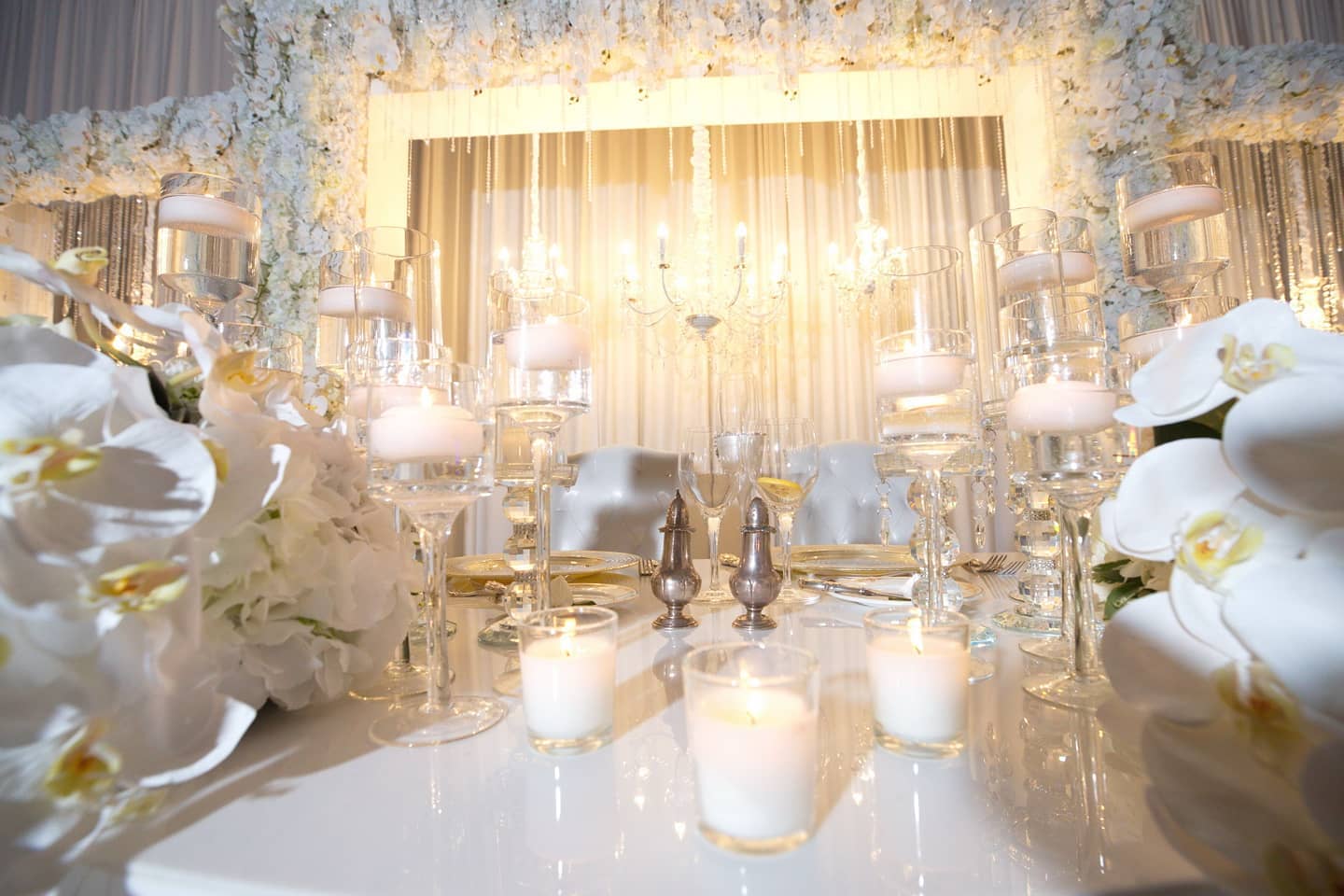 all white wedding sweetheart table