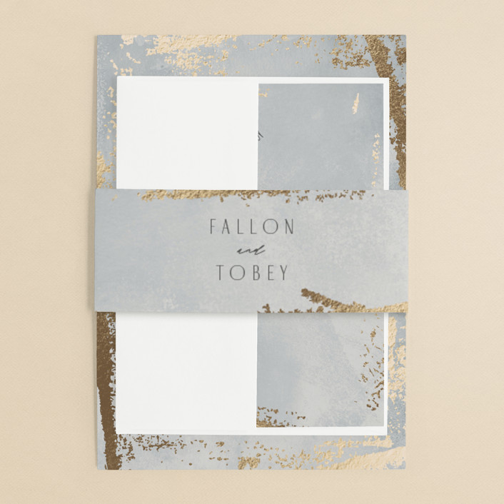gray and gold wedding invites