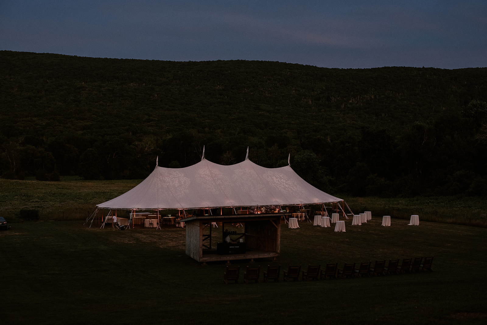 night time tent wedding