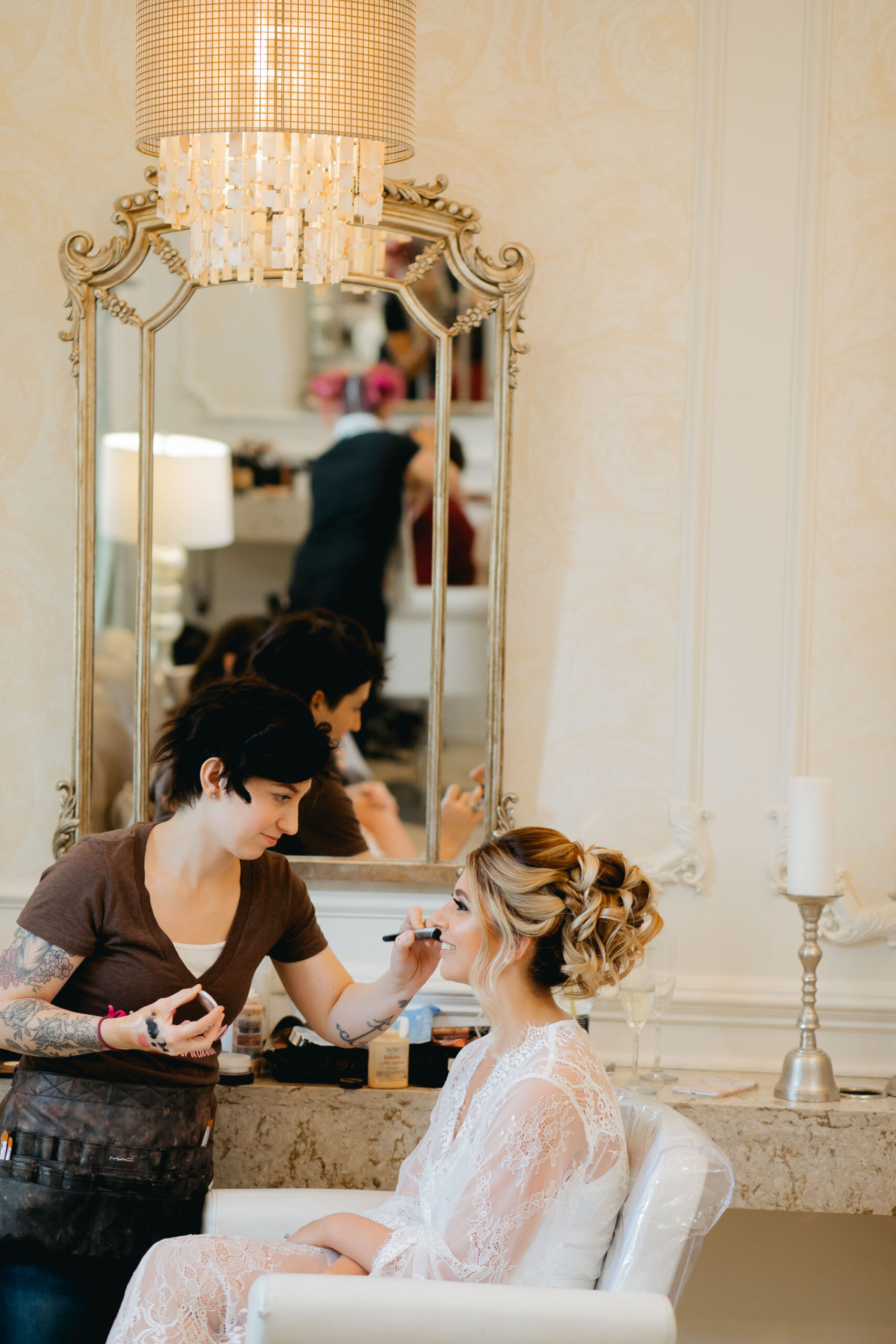 bride in hair and makeup