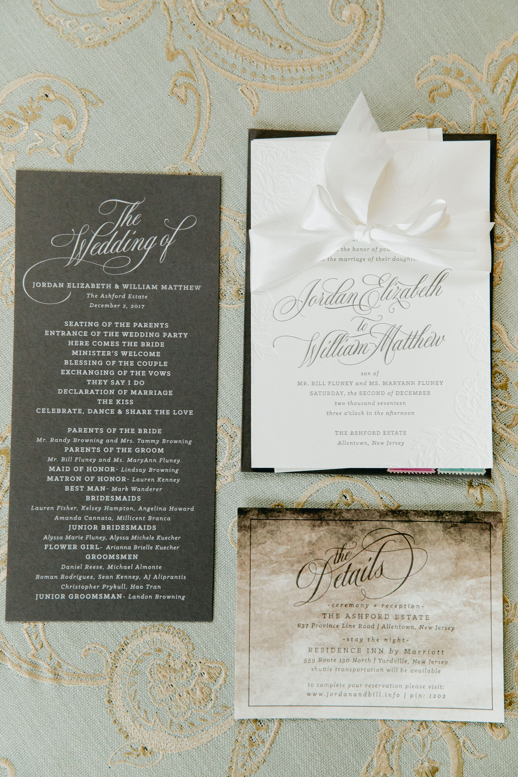 three piece wedding invitation suite