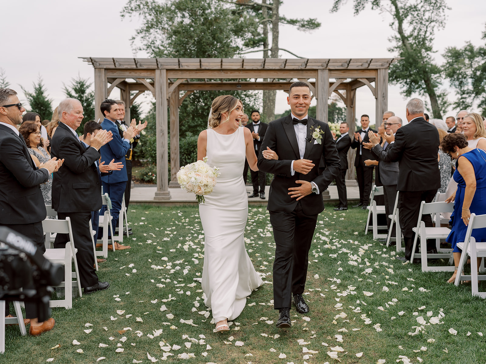 bride and groom after getting married at the ceremony