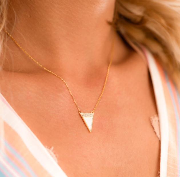 bridesmaid gift necklace triangle