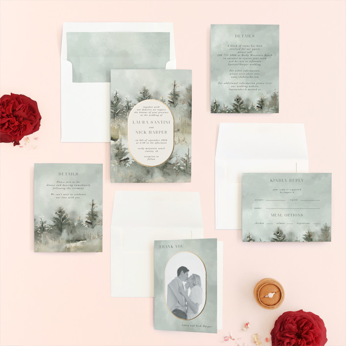 fall wedding invitations with trees