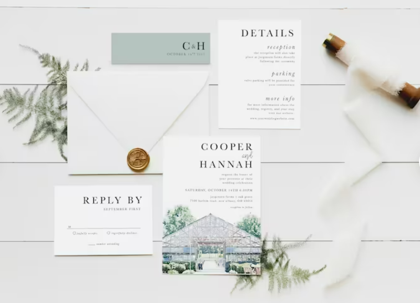 fall wedding invitations and rsvp cards