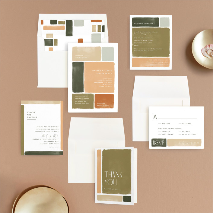 fall wedding invitation modern