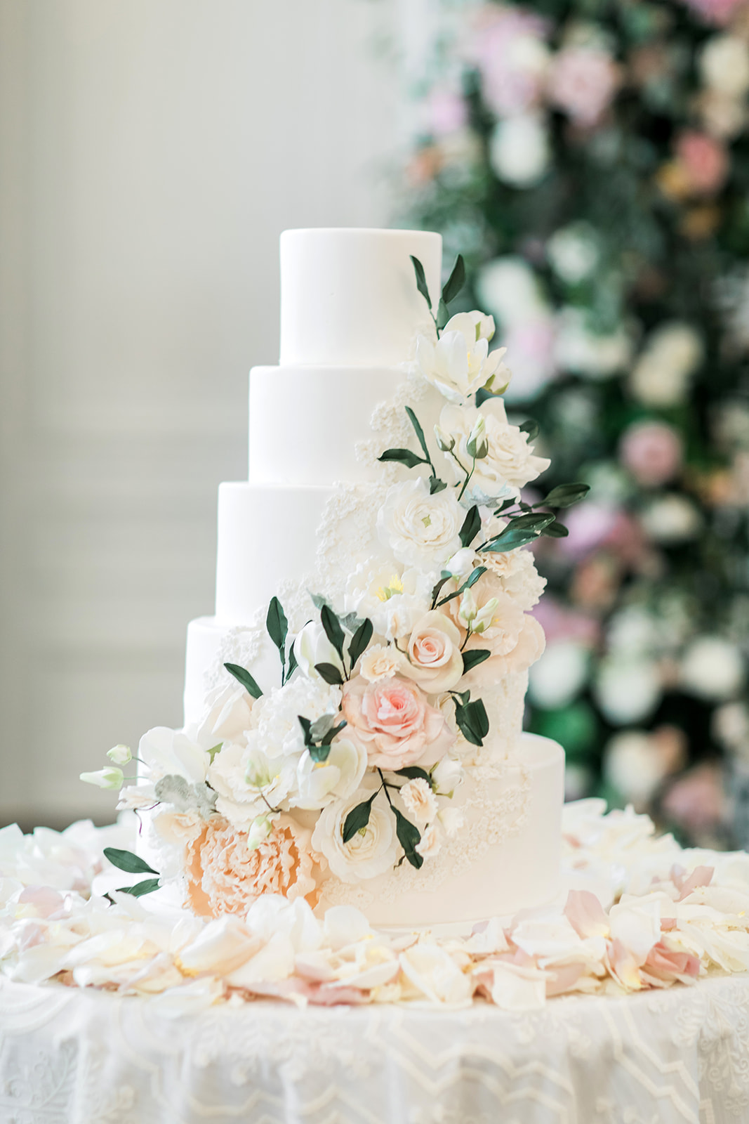 wedding cake with sugar flowers