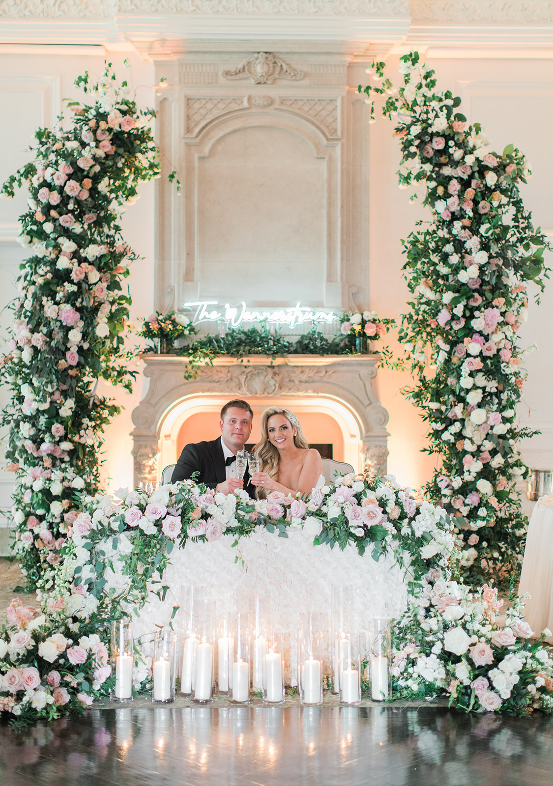 bride and groom at the sweetheart table