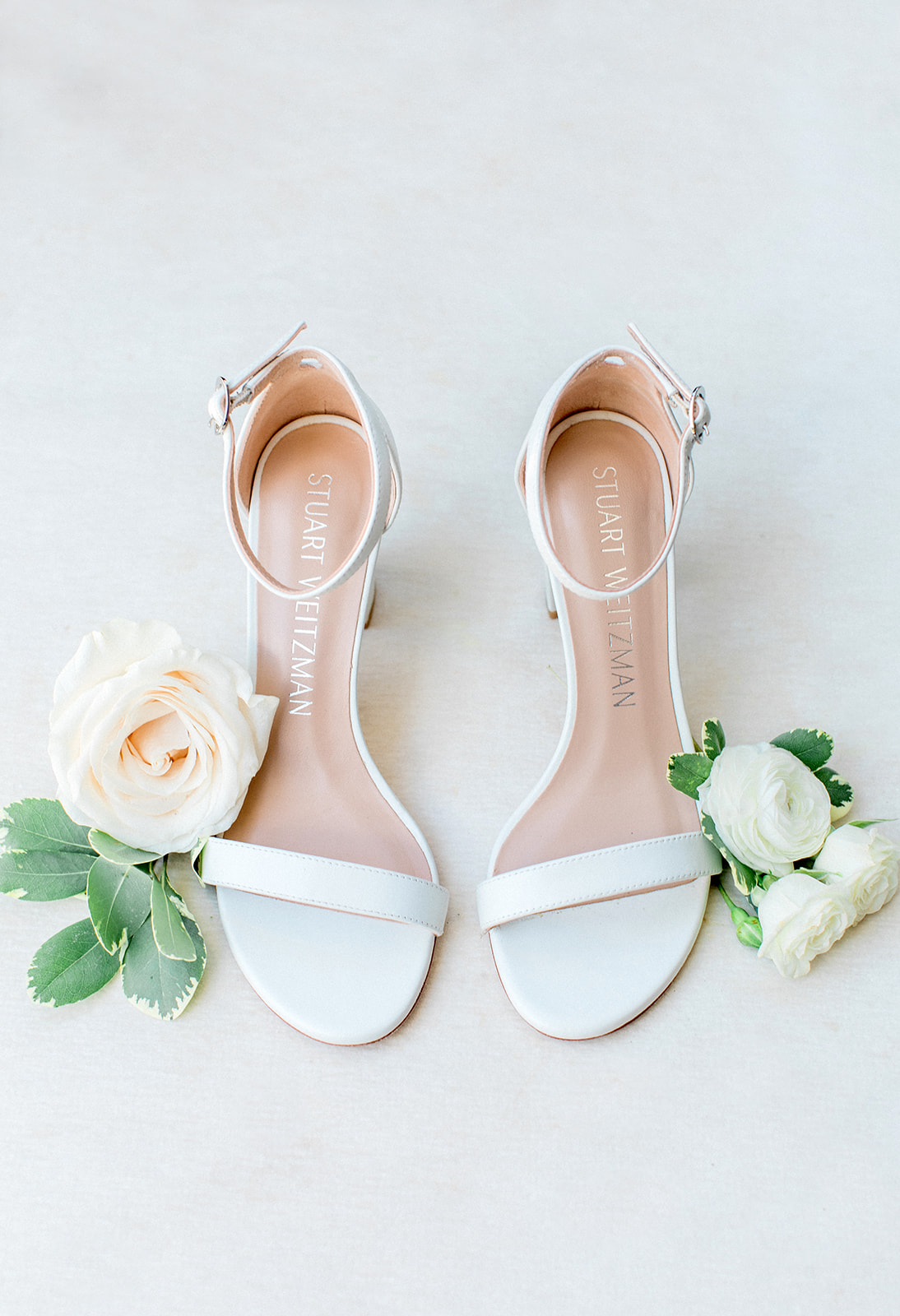 bridal shoes and flowers