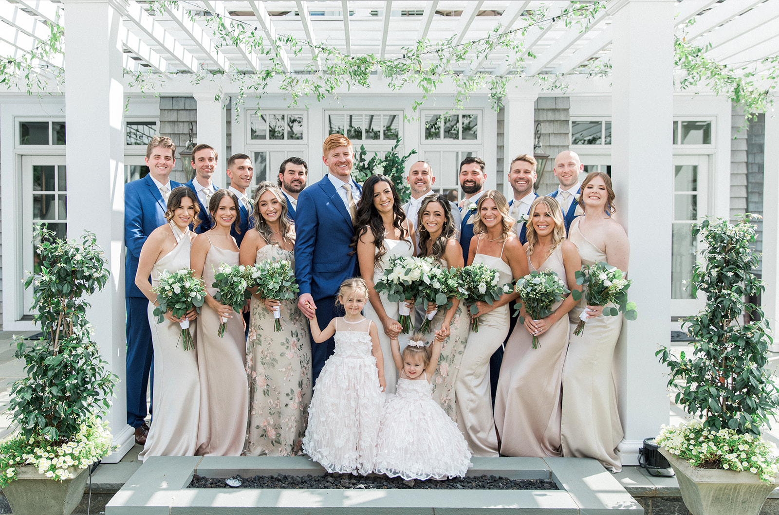 bride groom and bridal party together