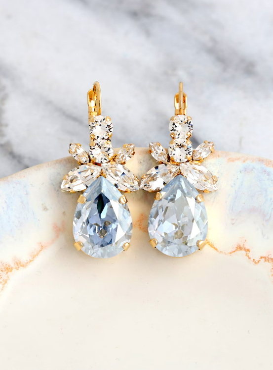 blue earrings for a bride