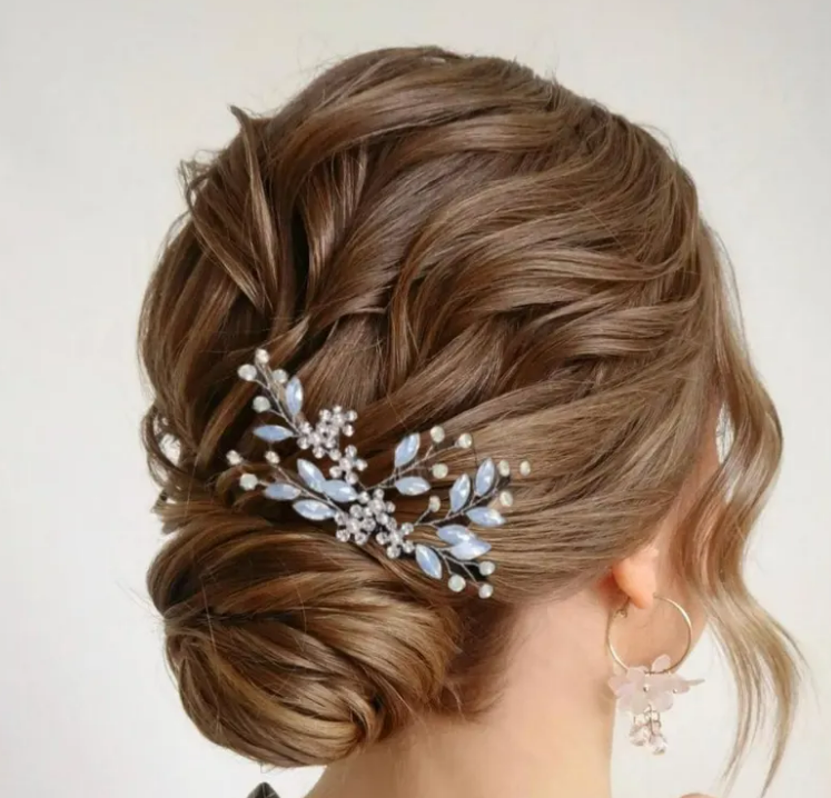 blue hair comb for brides