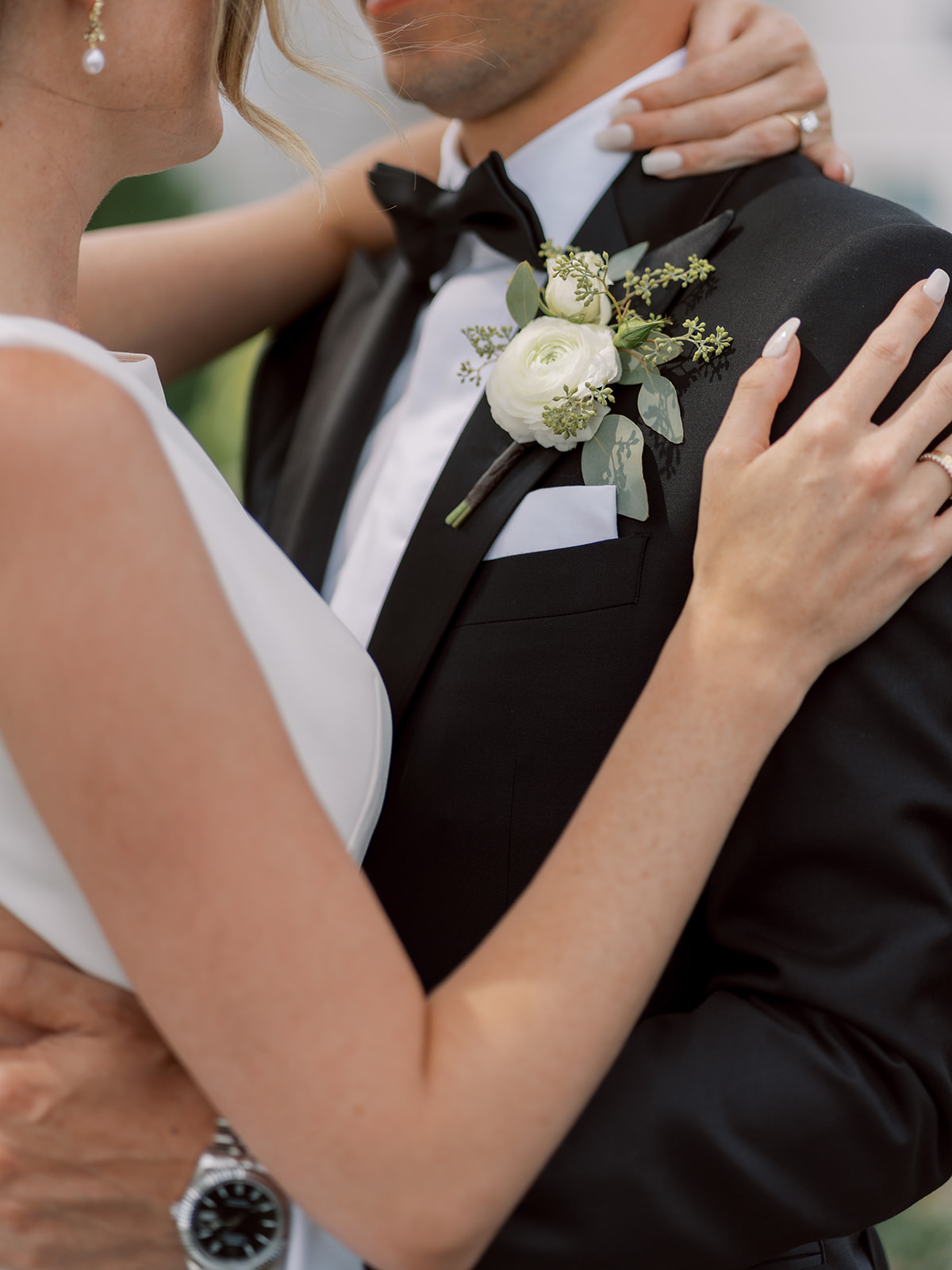 close up of bride and groom