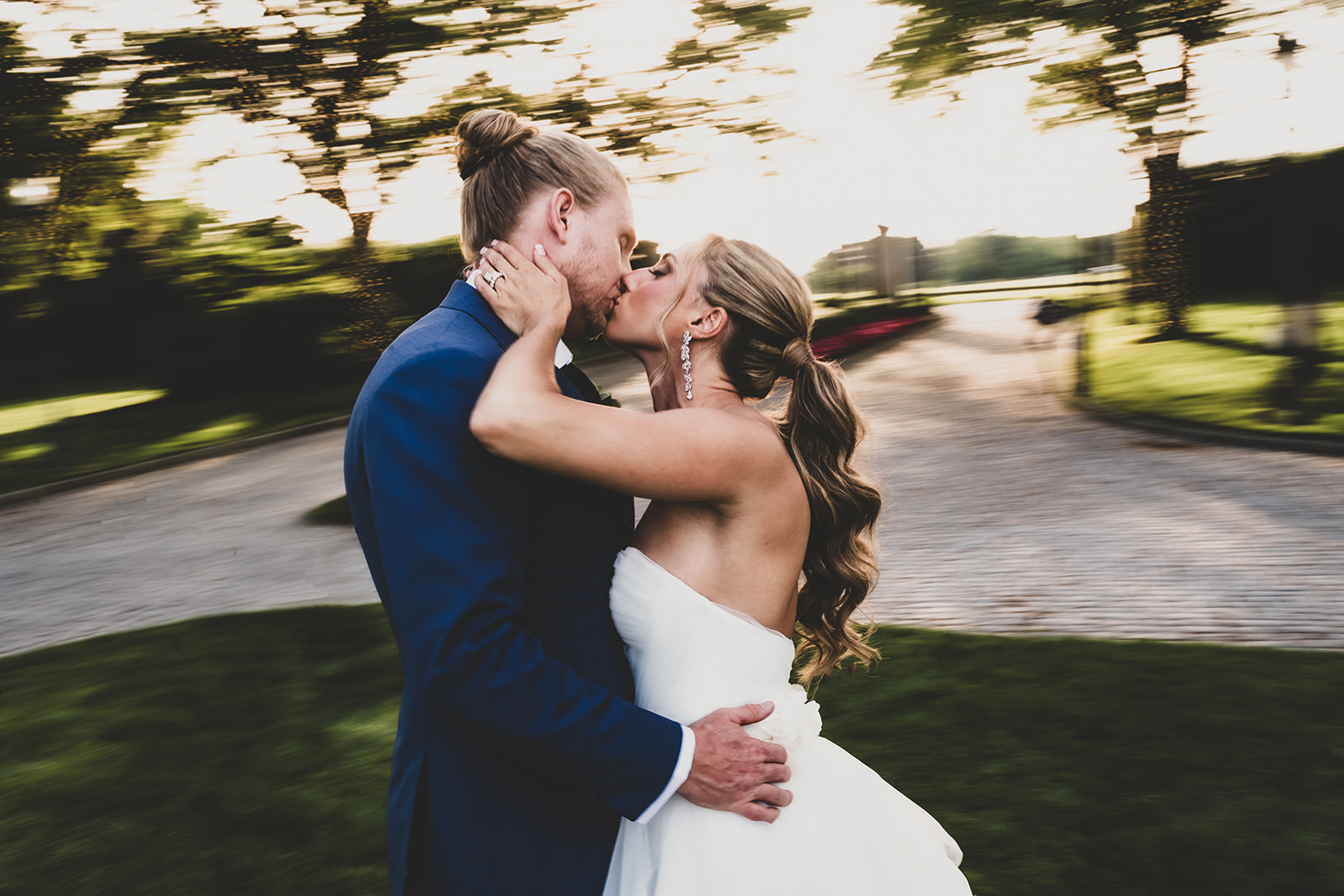 bride and groom kissing