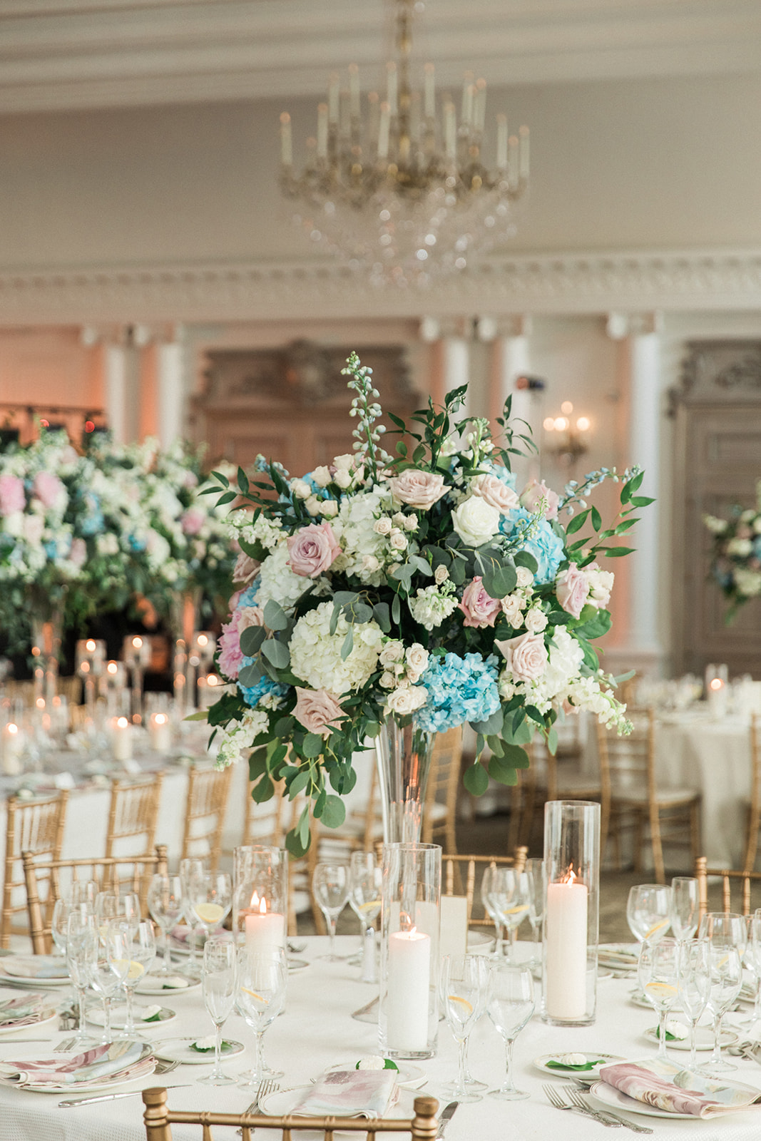 tall blue centerpieces