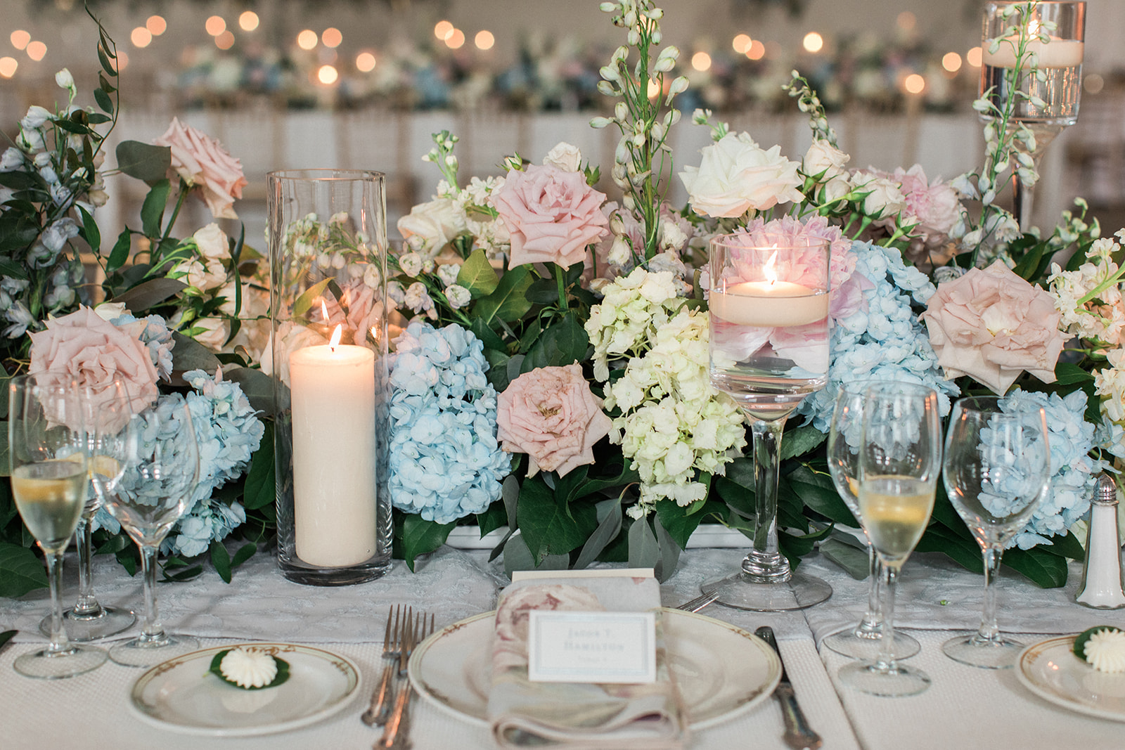 low long spring centerpieces wedding