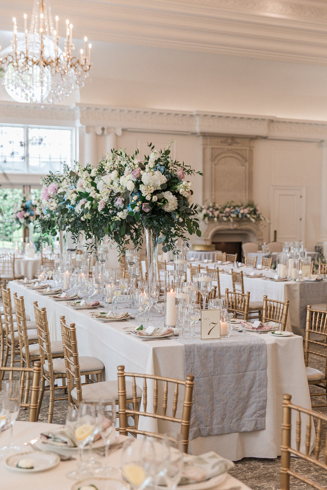 tall long centerpieces wedding in spring