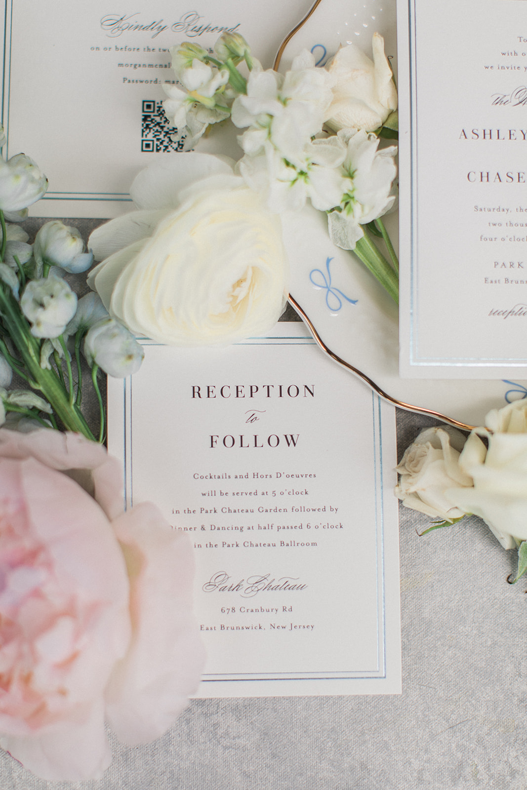 wedding invitation suite with flowers