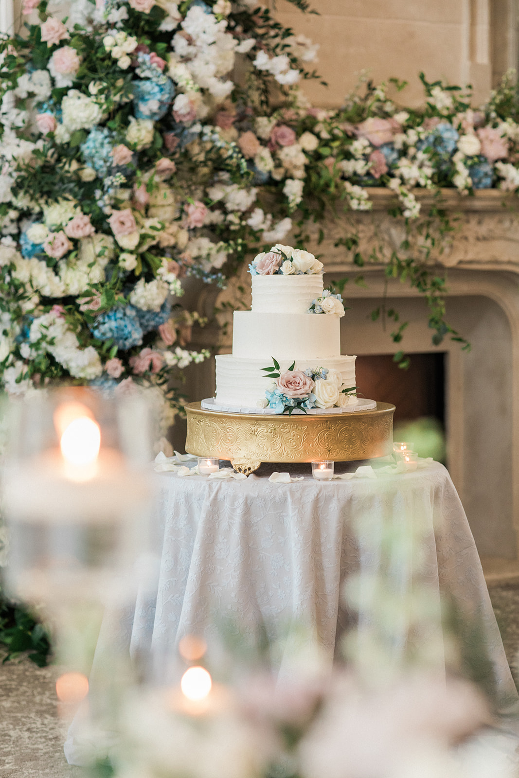 wedding cake with spring florals
