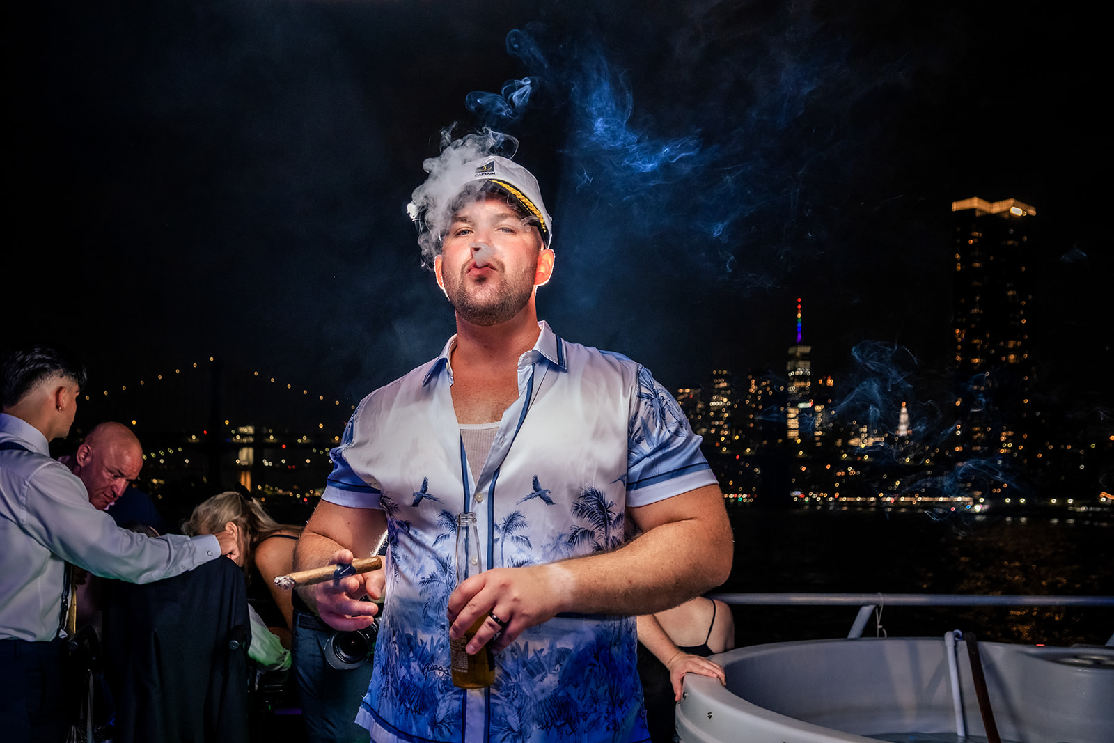 groom smoking cigar