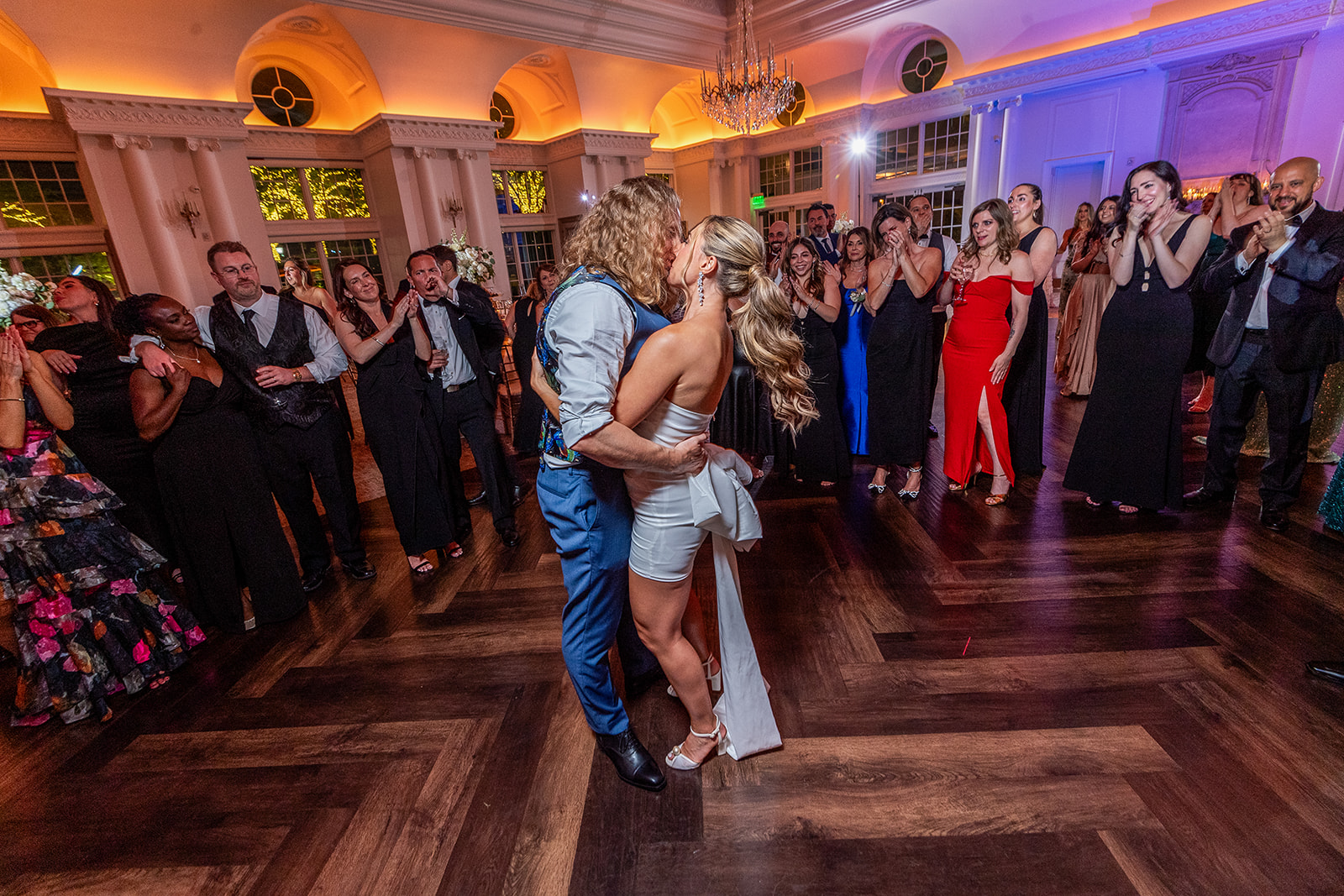 bride and groom dancing at wedding
