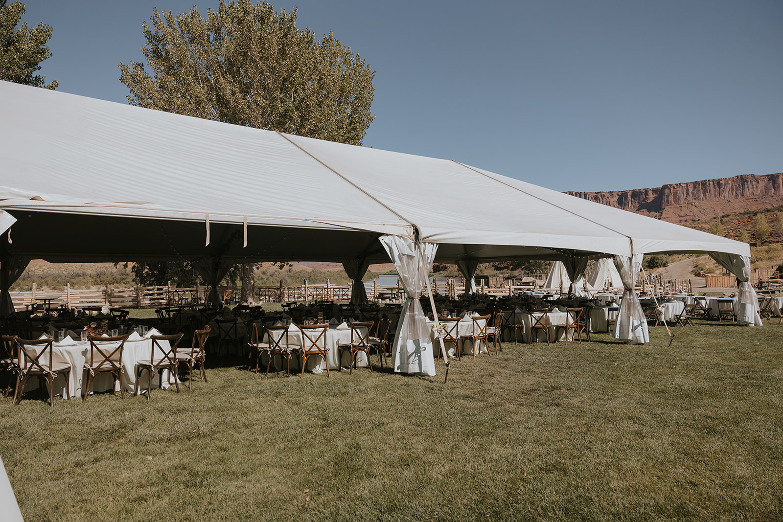 tent outside for wedding in white