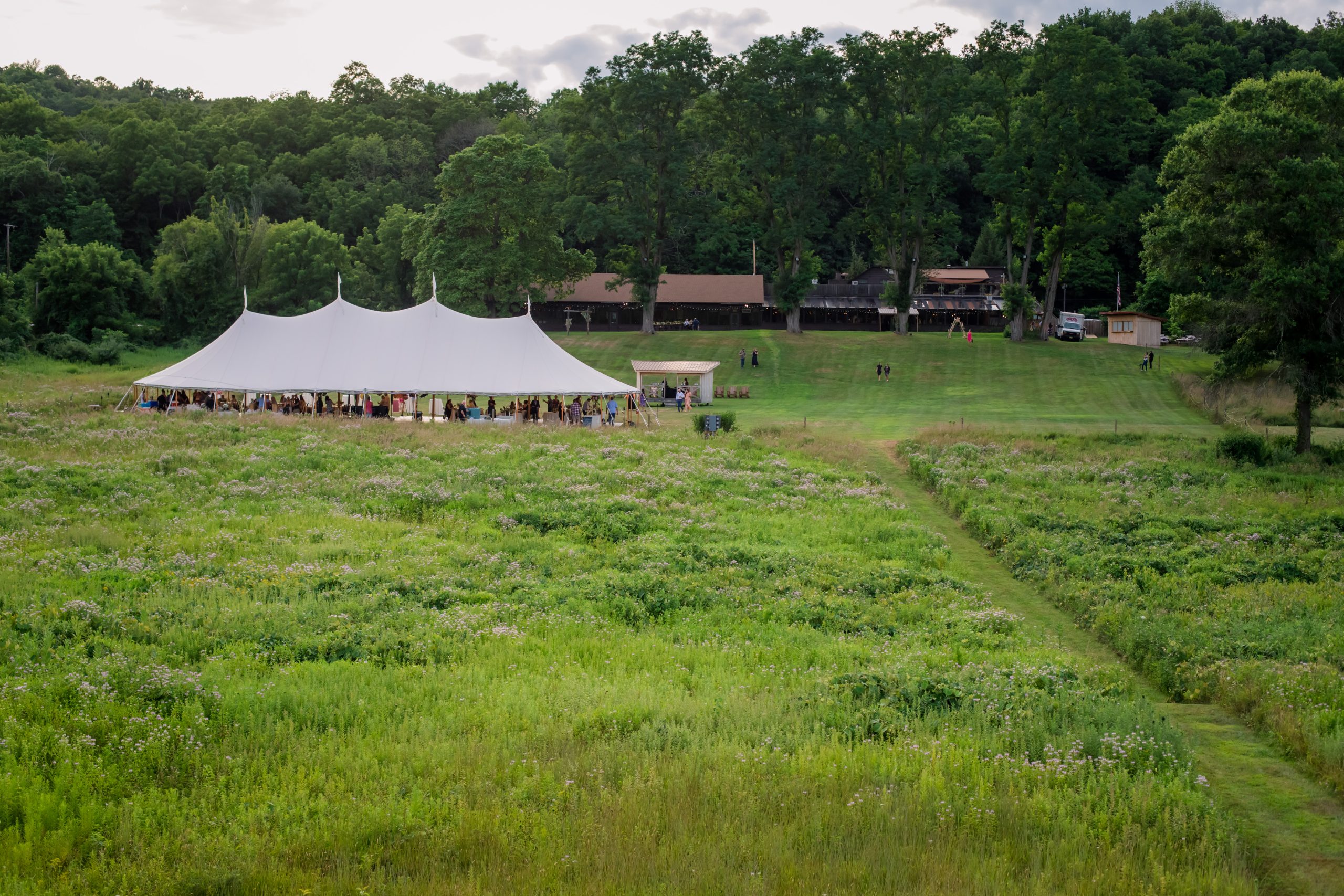 bright white tent for wedding